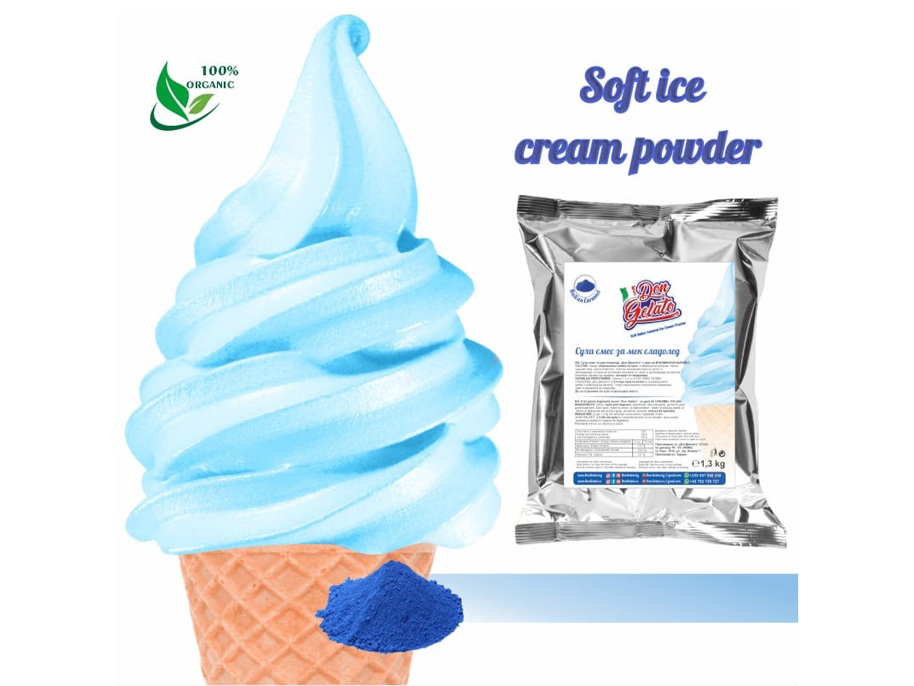 Blauer Spirulina Softeis Pulv